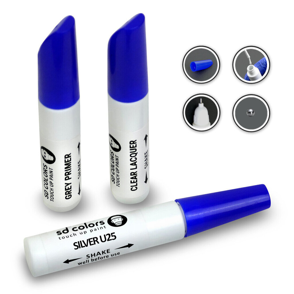 SD COLORS SILVER U25 MITSUBISHI Kriimustuste parandamise värv 12ML Värvikood U25 SILVER (Värv+primer+lakk) цена и информация | Auto värvikorrektorid | kaup24.ee