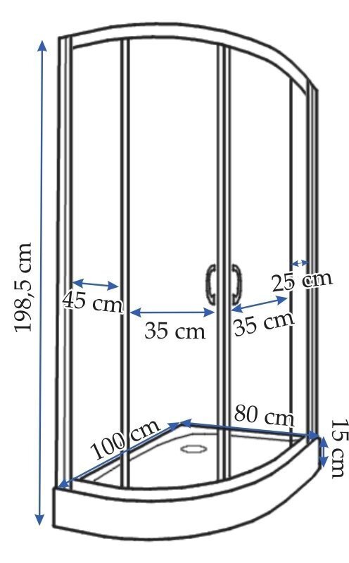 Dušikabiin Impuls, 80x100 hind ja info | Dušikabiinid | kaup24.ee