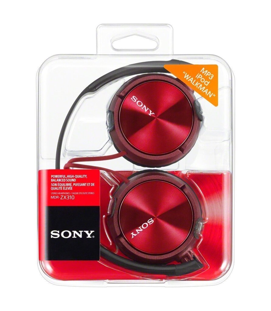 Sony MDRZX310 Red hind ja info | Kõrvaklapid | kaup24.ee