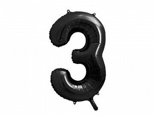 Воздушный шарик из фольги число «3» черный 86 см цена и информация | Шарики | kaup24.ee