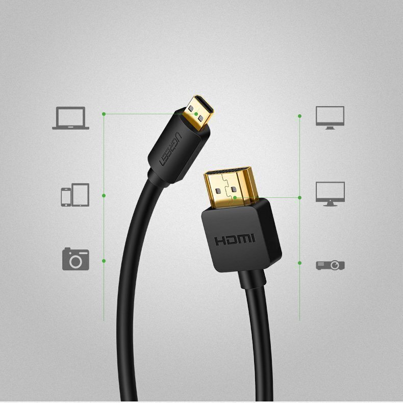 Ugreen (HD127), HDMI, 4K 3D 1,5 m, must цена и информация | Mobiiltelefonide kaablid | kaup24.ee