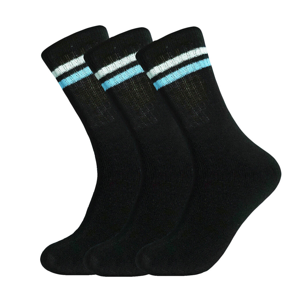 Spordi meeste sokid Bisoks 3p 11011k black/2 stripes white/light blue цена и информация | Meeste sokid | kaup24.ee