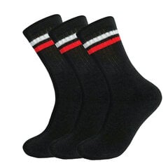 Spordi meeste sokid Bisoks 3p 11011k black/2 stripes white/red цена и информация | Мужские носки | kaup24.ee