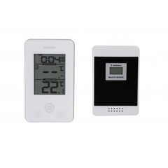 Digitaalne sise-välis termomeeter juhtmevaba kella ja MIN-MAX näiduga valge цена и информация | Измерители (температура, влажность, pH) | kaup24.ee