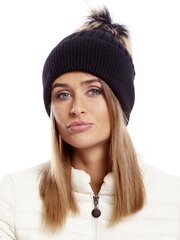 Soonikmüts karvase tutiga, must Black ONE SIZE цена и информация | Женские шапки | kaup24.ee