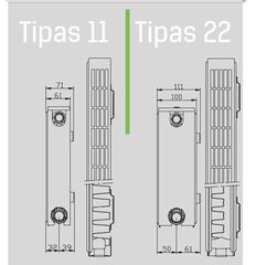 Radiaator Henrad Compact K4 11K 500x1400 (külgmine ühendus) цена и информация | Радиаторы отопления | kaup24.ee