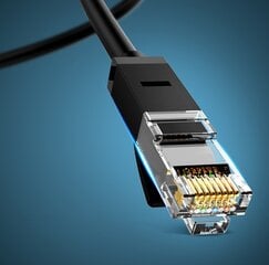 Плоский сетевой кабель Ugreen Ethernet RJ45, кат.6, UTP, 15 м, черный цена и информация | Кабели и провода | kaup24.ee