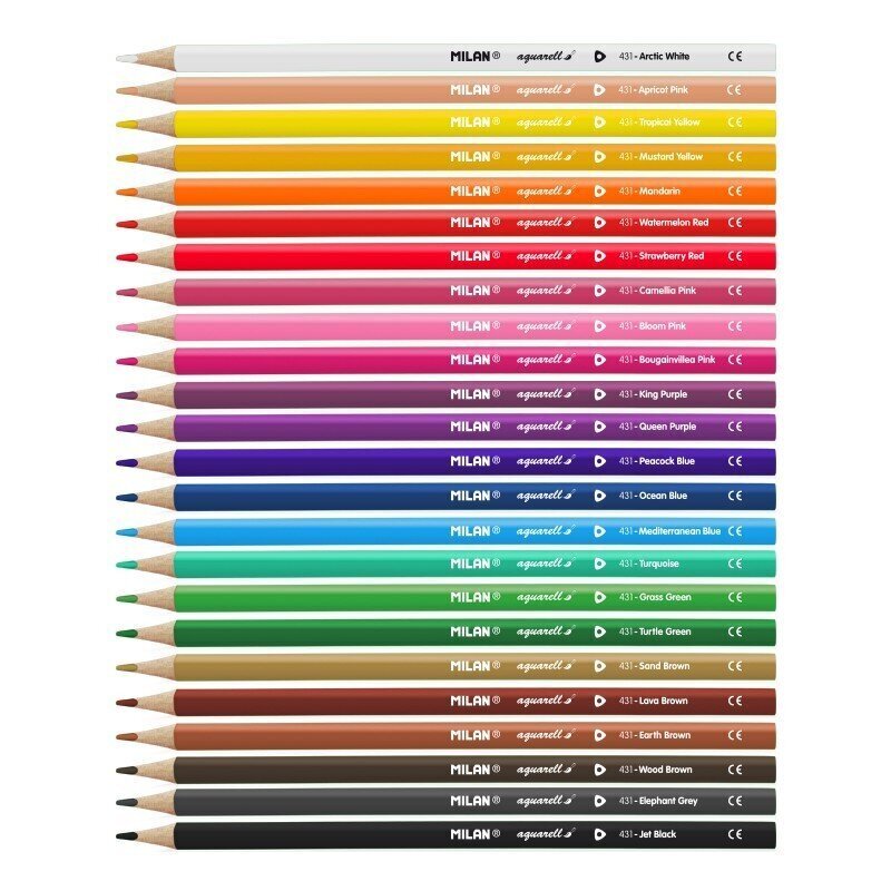 Vees lahustuvad Värvilised pliiatsid MILAN 324, 24 värvi, pintsliga цена и информация | Kunstitarbed, voolimise tarvikud | kaup24.ee