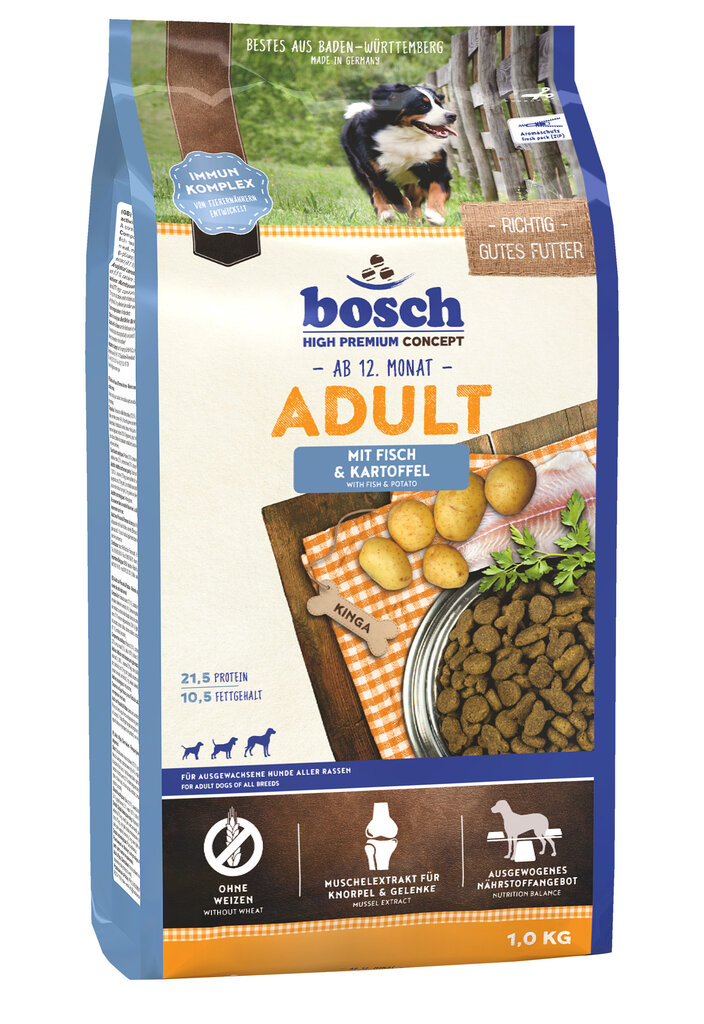 Bosch Petfood Adult Fish & Potato (High Premium) 1kg hind ja info | Kuivtoit koertele | kaup24.ee