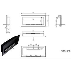 Biokamin seinale-sisseehitatav Bioheat 900x400 Black цена и информация | Камины | kaup24.ee