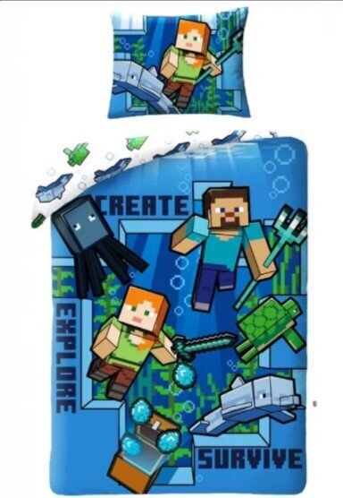 Laste voodipesukomplekt Minecraft, 140x200, 2-osaline hind ja info | Beebide ja laste voodipesu | kaup24.ee