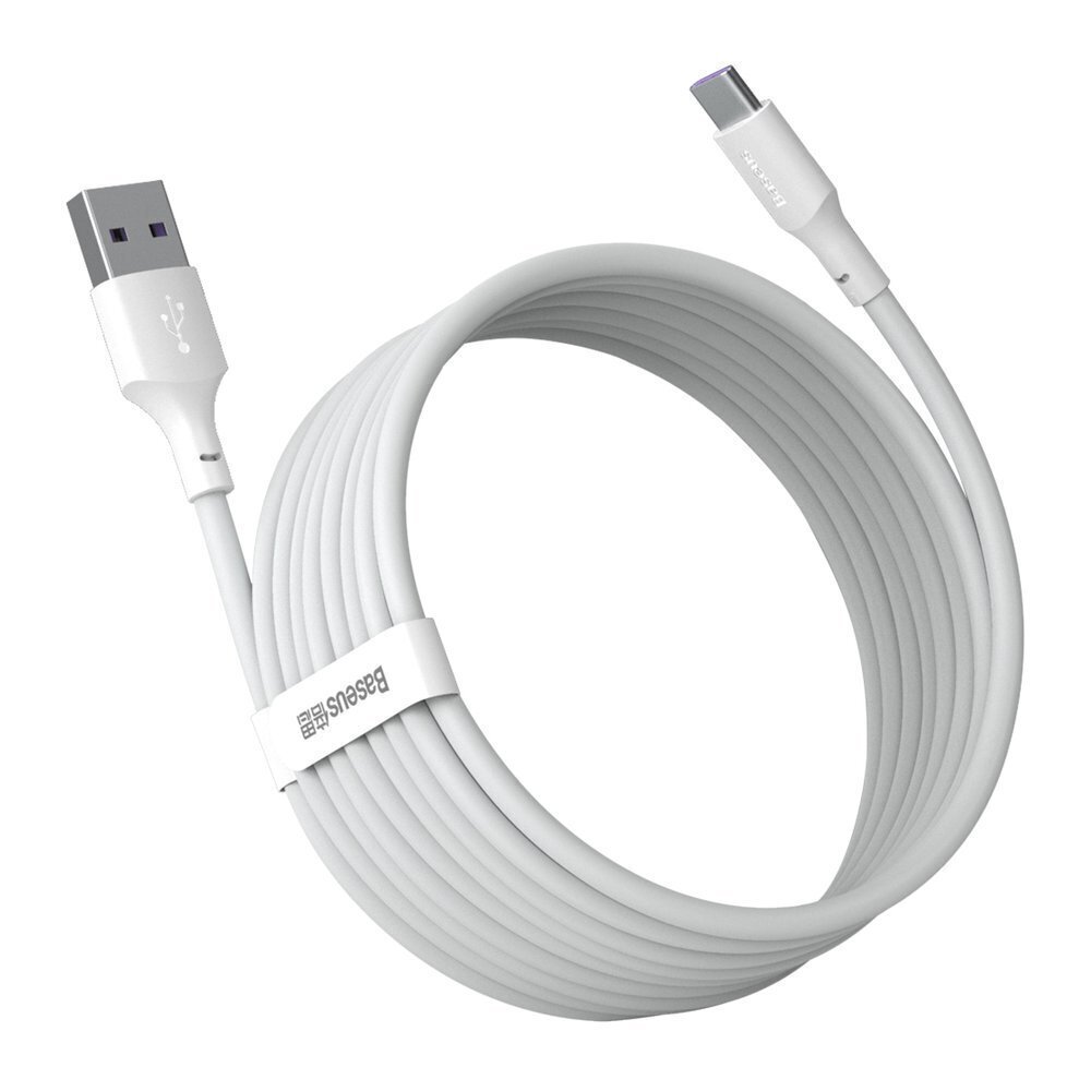 USB-kaabli komplekt Baseus Simple Wisdom Data Cable Kit USB to Type-C 5A (2PCS/Set) 1.5m valge TZCATZJ-02 hind ja info | Mobiiltelefonide kaablid | kaup24.ee