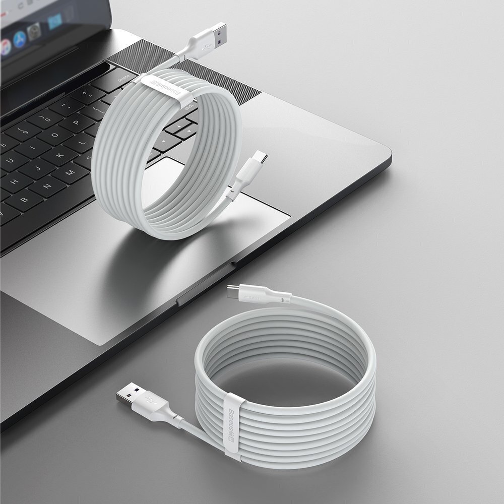 USB-kaabli komplekt Baseus Simple Wisdom Data Cable Kit USB to Type-C 5A (2PCS/Set) 1.5m valge TZCATZJ-02 hind ja info | Mobiiltelefonide kaablid | kaup24.ee