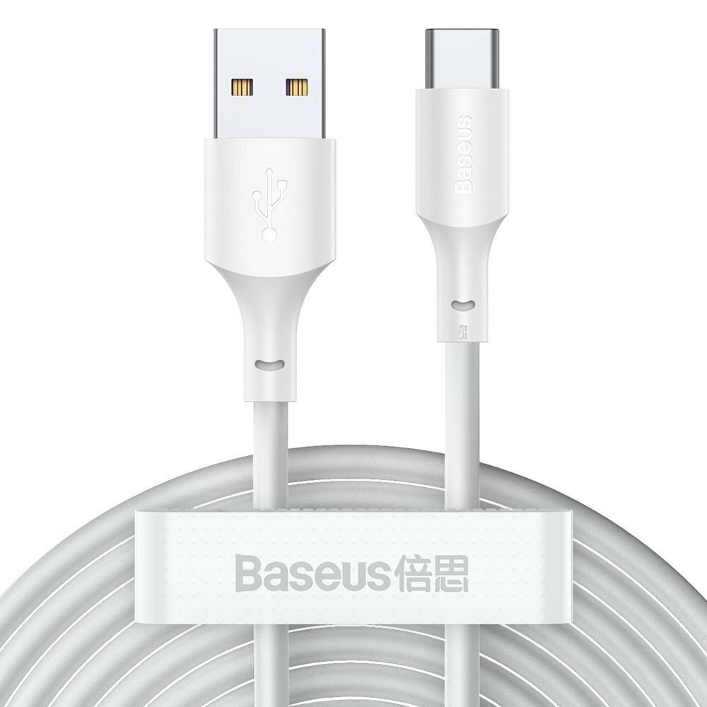 USB-kaabli komplekt Baseus Simple Wisdom Data Cable Kit USB to Type-C 5A (2PCS/Set) 1.5m valge TZCATZJ-02 hind ja info | Mobiiltelefonide kaablid | kaup24.ee