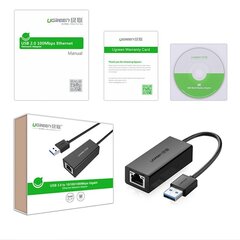 UGREEN USB 3.0 võrguadapter, RJ45, valge, CR111 hind ja info | Mobiiltelefonide kaablid | kaup24.ee