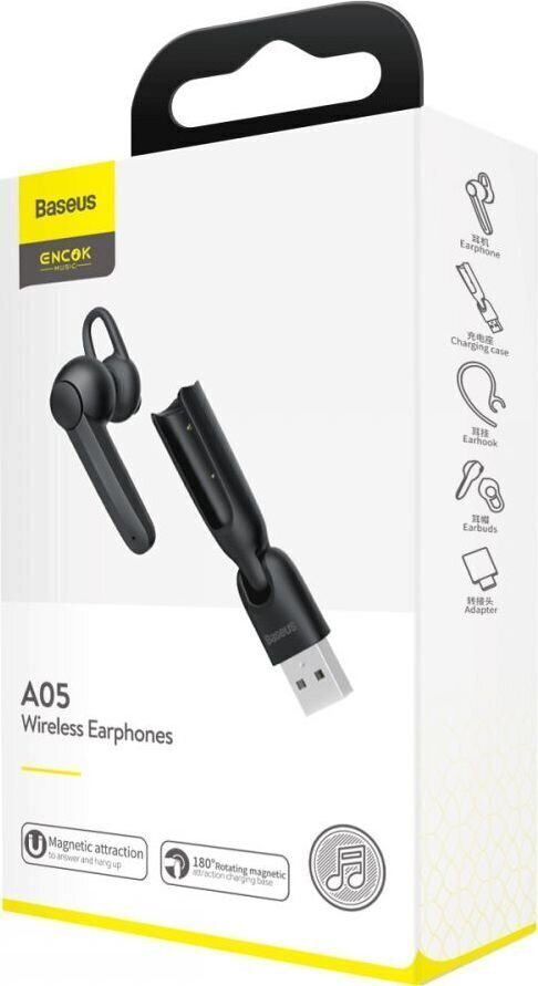 Juhtmevabad kõrvaklapid Baseus Encok A05 must NGA05-01 цена и информация | Käed-vabad seadmed | kaup24.ee