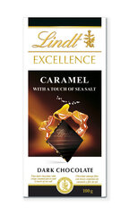 Tume šokolaad LINDT EXCELLENCE koos karamelliga ja meresoolaga, 100g hind ja info | Maiustused | kaup24.ee