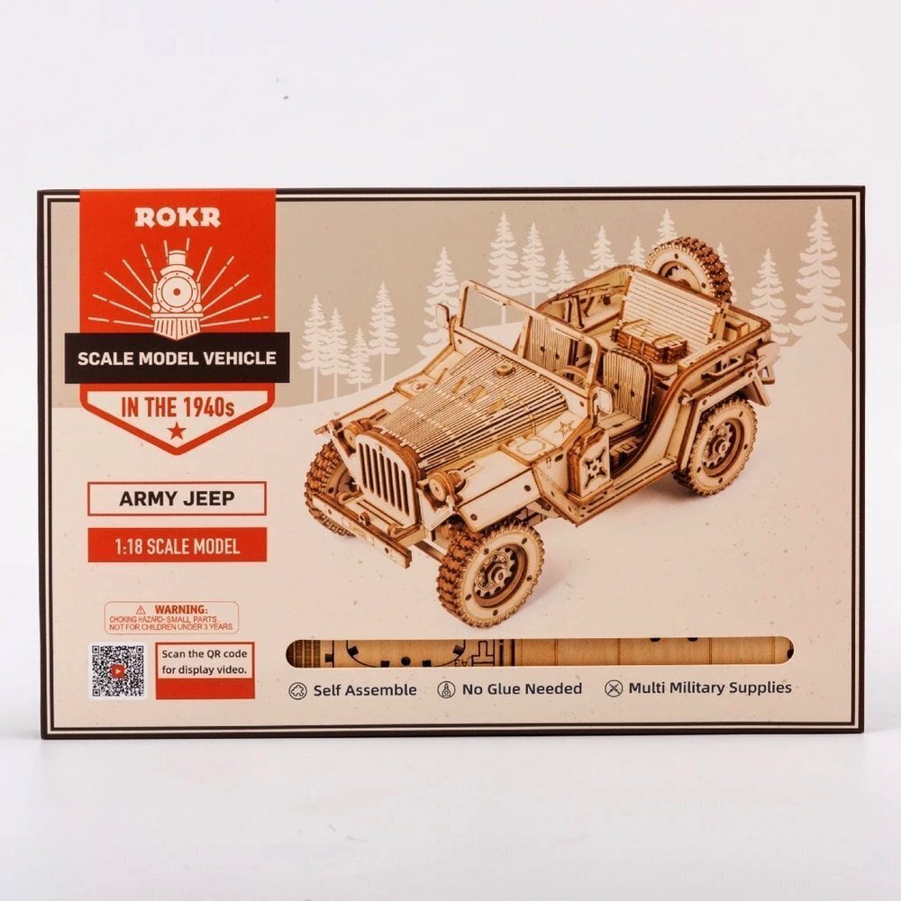 Puidust 3D puzzle, Robotime Army Jeep hind ja info | Klotsid ja konstruktorid | kaup24.ee