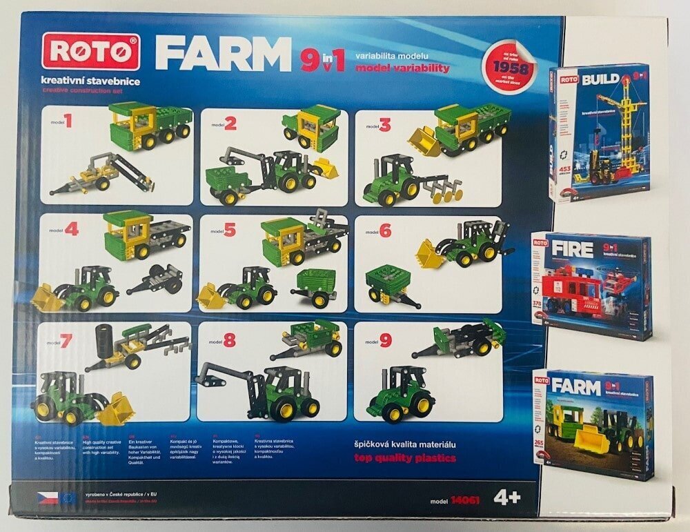 Konstruktor Roto Farm - põllumajandusmasinad - 9 in 1, 265 osa hind ja info | Klotsid ja konstruktorid | kaup24.ee