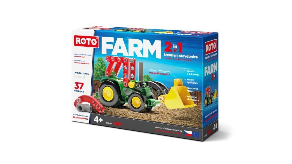 Konstruktor Roto Farm 2in1 - traktor, 37 osa цена и информация | Klotsid ja konstruktorid | kaup24.ee