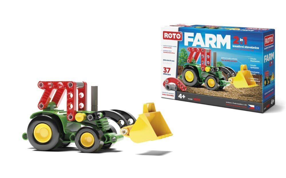 Konstruktor Roto Farm 2in1 - traktor, 37 osa цена и информация | Klotsid ja konstruktorid | kaup24.ee