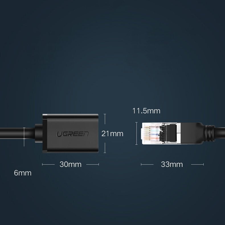 Ugreen NW112 Cat 6 võrgukaabli pikendus, FTP, RJ45, 5 m, must цена и информация | Kaablid ja juhtmed | kaup24.ee