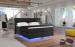 Voodi Amadeo LED valgustusega 160x200 cm, hall/must цена и информация | Voodid | kaup24.ee