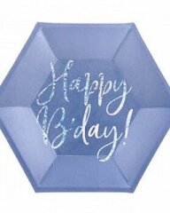Pabertaldrikud violetne Happy Birthday 20 cm, 6 tk hind ja info | Ühekordsed nõud | kaup24.ee