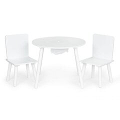Laste laud + 2 tooli, valge цена и информация | Детские столы и стулья | kaup24.ee