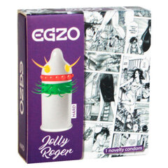 Kõva stimuleeriv kondoom Egzo Jolly Roger 1 tk. hind ja info | Vibraatorid | kaup24.ee