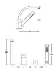 Смеситель для ванны из 4 частей Besco Decco, Black matt цена и информация | Смесители | kaup24.ee