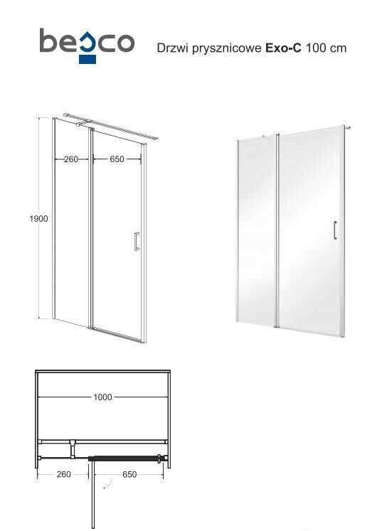 Dušikabiin Besco Exo-CH, 100x80,90,100 cm hind ja info | Dušikabiinid | kaup24.ee