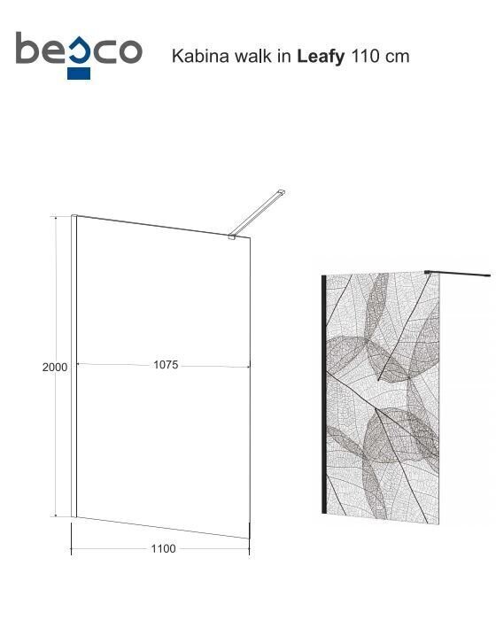 Walk-In dušikabiin Besco Leafy, 100,110,120 x 200 cm hind ja info | Dušikabiinide uksed ja seinad | kaup24.ee