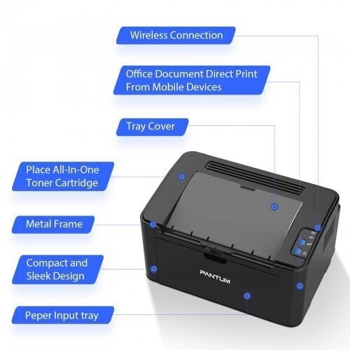 Pantum P2500W Wi-Fi printer laser monochrome hind ja info | Printerid | kaup24.ee