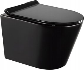 WC-pott Mexen Rico Rimless Slim Duroplast aeglaselt isesulguva kaanega, Black mat цена и информация | Унитазы | kaup24.ee