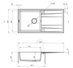 Deante granitinė virtuvinė plautuvė Deante Eridan ZQE S713, Metallic grey цена и информация | Раковины на кухню | kaup24.ee