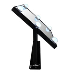 Настольное зеркало с 6-кратной светодиодной подсветкой для макияжа Gerard Brinard Black Hollywood (36x30x6 см) цена и информация | Косметички, косметические зеркала | kaup24.ee