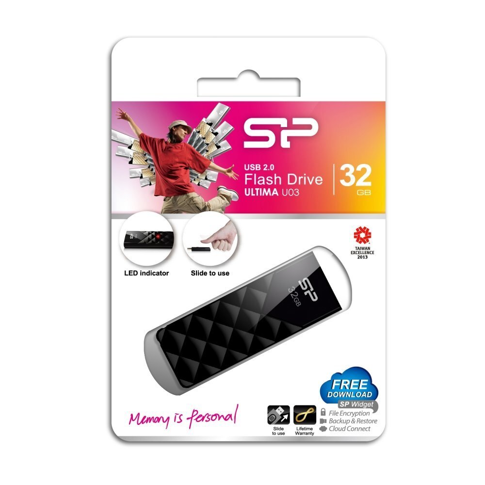 Silicon Power memory USB Ultima U03 32GB USB 2.0 Black цена и информация | Mälupulgad | kaup24.ee