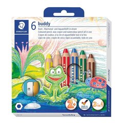 Цветные карандаши 6 цветов+точилка Buddy акварель, 2+, Staedtler/5 цена и информация | Принадлежности для рисования, лепки | kaup24.ee