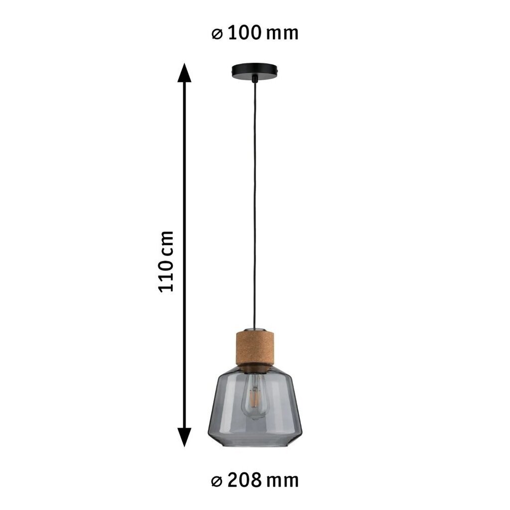 Rippvalgusti Paulmann Elia 1-lamp Suitsuklaas/kork/must Ilma lambita, max. 20 w E27 920053424 цена и информация | Laelambid | kaup24.ee