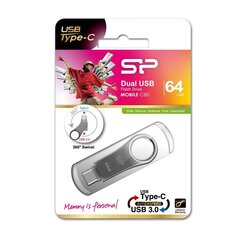 Silicon Power memory USB Mobile C80 64GB USB 3.0 Type-C Silver hind ja info | Mälupulgad | kaup24.ee