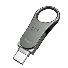 Silicon Power memory USB Mobile C80 64GB USB 3.0 Type-C Silver hind ja info | Mälupulgad | kaup24.ee