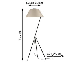 Põrandavalgusti Paulmann Narve 1-lambiga beeži/musta riide varjundiga ilma lambita, max 60 w E27 hind ja info | Rippvalgustid | kaup24.ee