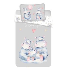 Beebi voodipesukomplekt Hippos Baby, 100 x 135 cm + padjapüür 40 x 60 cm цена и информация | Постельное белье | kaup24.ee