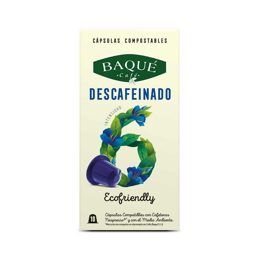 Cafe Baque Decaffeinated Nespresso®*-ga ühilduvad komposteeritavad kohvikapslid, 10 kapslit цена и информация | Kohv, kakao | kaup24.ee