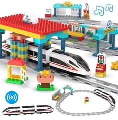 Konstruktor rongijaam „Cada“ koos helide ja tuledega, 108 osa. hind ja info | Klotsid ja konstruktorid | kaup24.ee