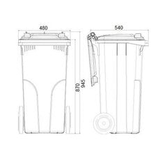 Prügikonteiner 120 l, must цена и информация | Уличные контейнеры, контейнеры для компоста | kaup24.ee