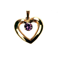 Золотой кулон в форме сердца с фиолетовым цирконом, 311 752 цена и информация | Украшения на шею | kaup24.ee