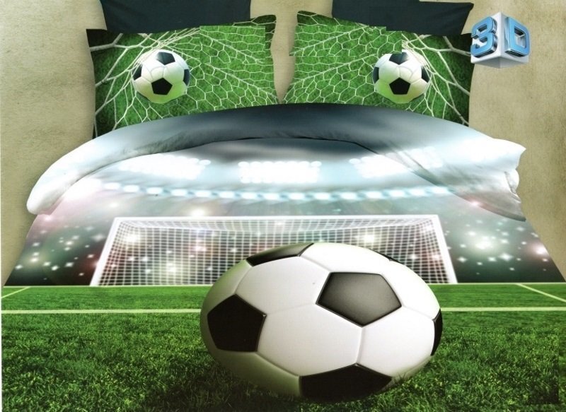 3D voodipesukomplekt, 4-osaline, Jalgpall staadionil hind ja info | Voodipesukomplektid | kaup24.ee