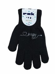 Перчатки для девочек Rak R-012A, черные цена и информация | Зимняя одежда для детей | kaup24.ee